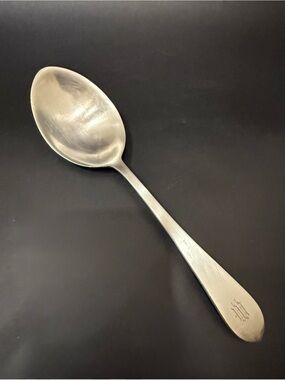 Vintage CARTIER Sterling Silver Engraved Gothic Monogram W 9” Serving Spoon 91g.